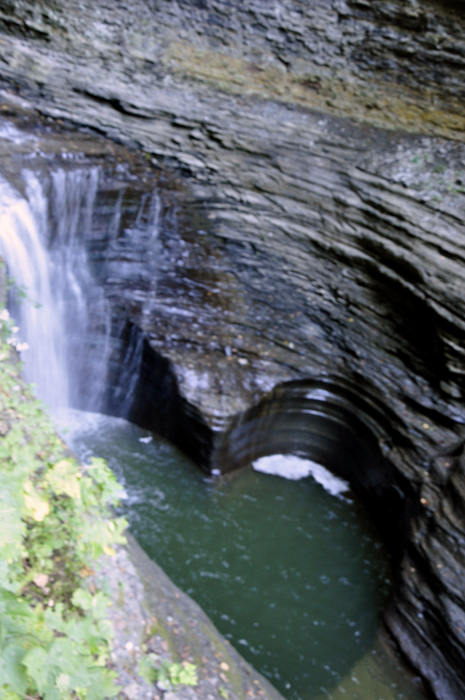 Looking down into the gorge and the lower falls of Cavern Cascade